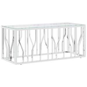 vidaXL kohvilaud, 110 x 45 x 45 cm, roostevaba teras ja klaas