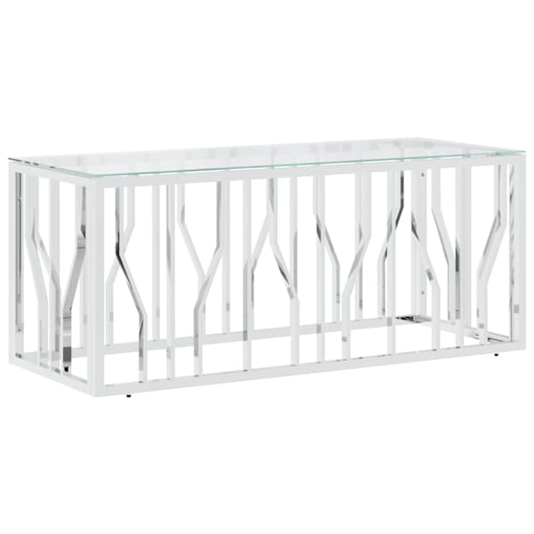 vidaXL kohvilaud, 110 x 45 x 45 cm, roostevaba teras ja klaas