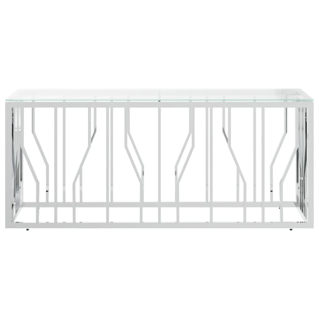 vidaXL üveg és rozsdamentes acél dohányzóasztal 110x45x45 cm
