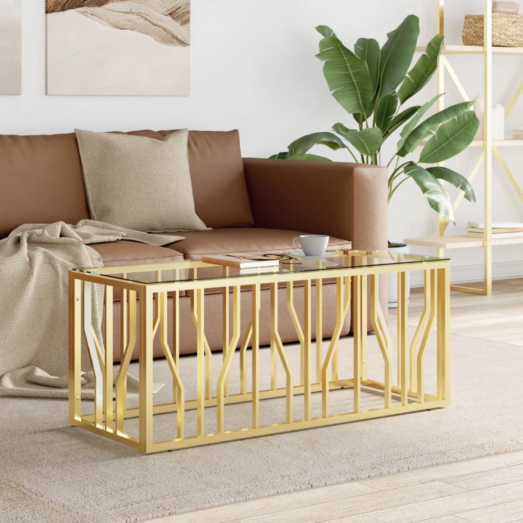 vida XL Couchtisch 110x 45x 45 cm Edelstahl und Glas