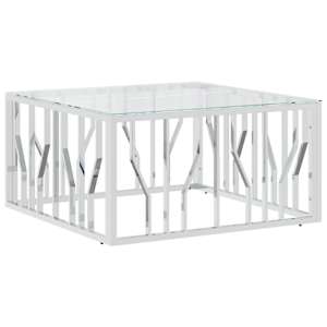 Konferenční stolek 80 x 80 x 40 cm nerezová ocel a sklo - obrázek 2