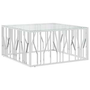 Konferenční stolek 100 x 100 x 50 cm nerezová ocel a sklo - obrázek 2