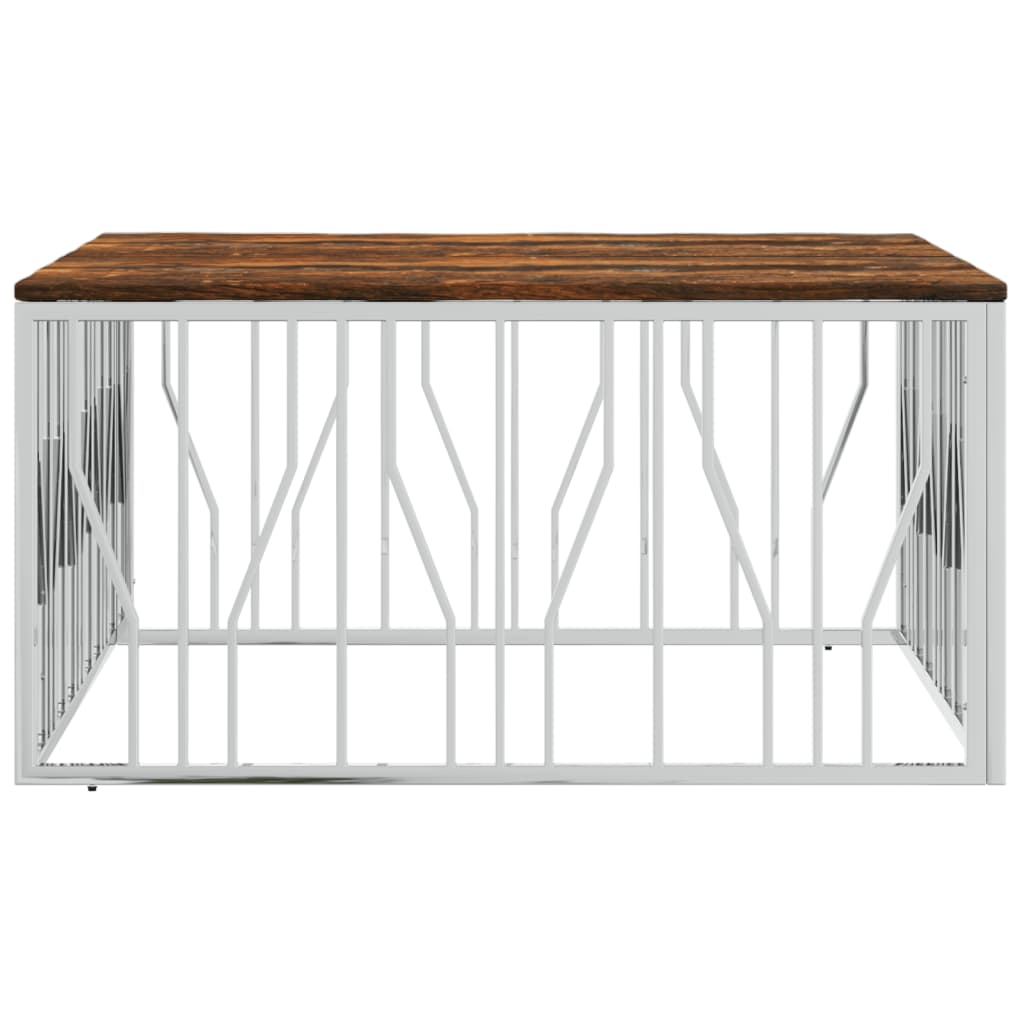 vidaXL Salontafel roestvrij staal en massief gerecycled hout zilver afbeelding