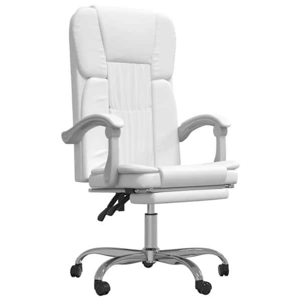 vidaXL reguleeritav kontoritool, valge, kunstnahk