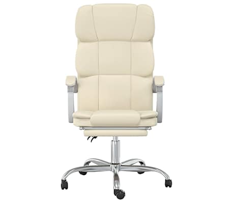 vidaXL Cadeira de escrit&oacute;rio reclin&aacute;vel couro artificial cor creme
