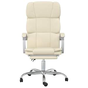 vidaXL Cadeira de escrit&oacute;rio reclin&aacute;vel couro artificial cor creme