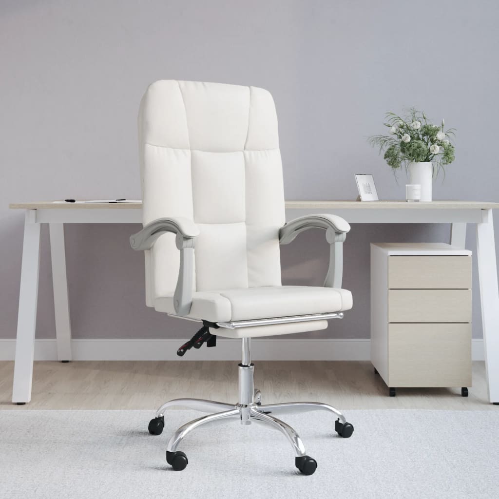 Polohovací kancelářská židle bílá umělá kůže