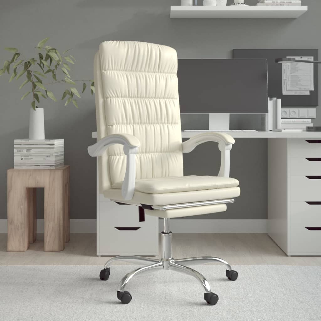 vidaXL Fauteuil inclinable de bureau Crème Similicuir