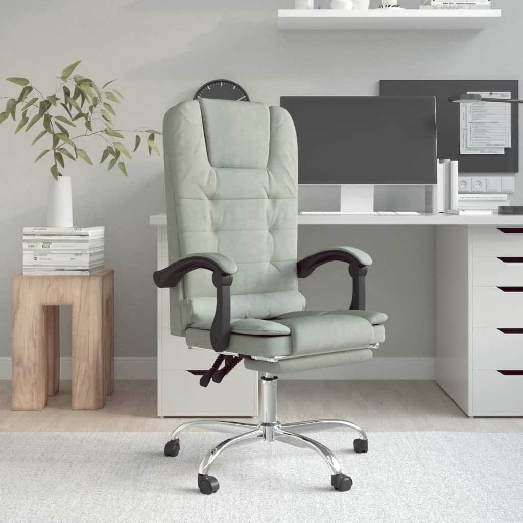 Fauteuil de massage inclinable de bureau Gris clair Velours