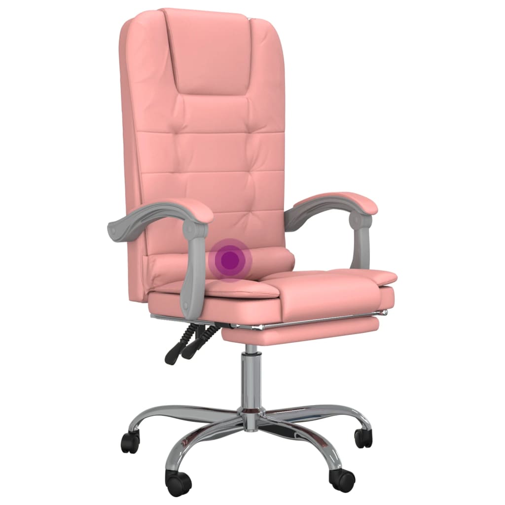 Sklápacie masážne kancelárske kreslo ružové umelá koža