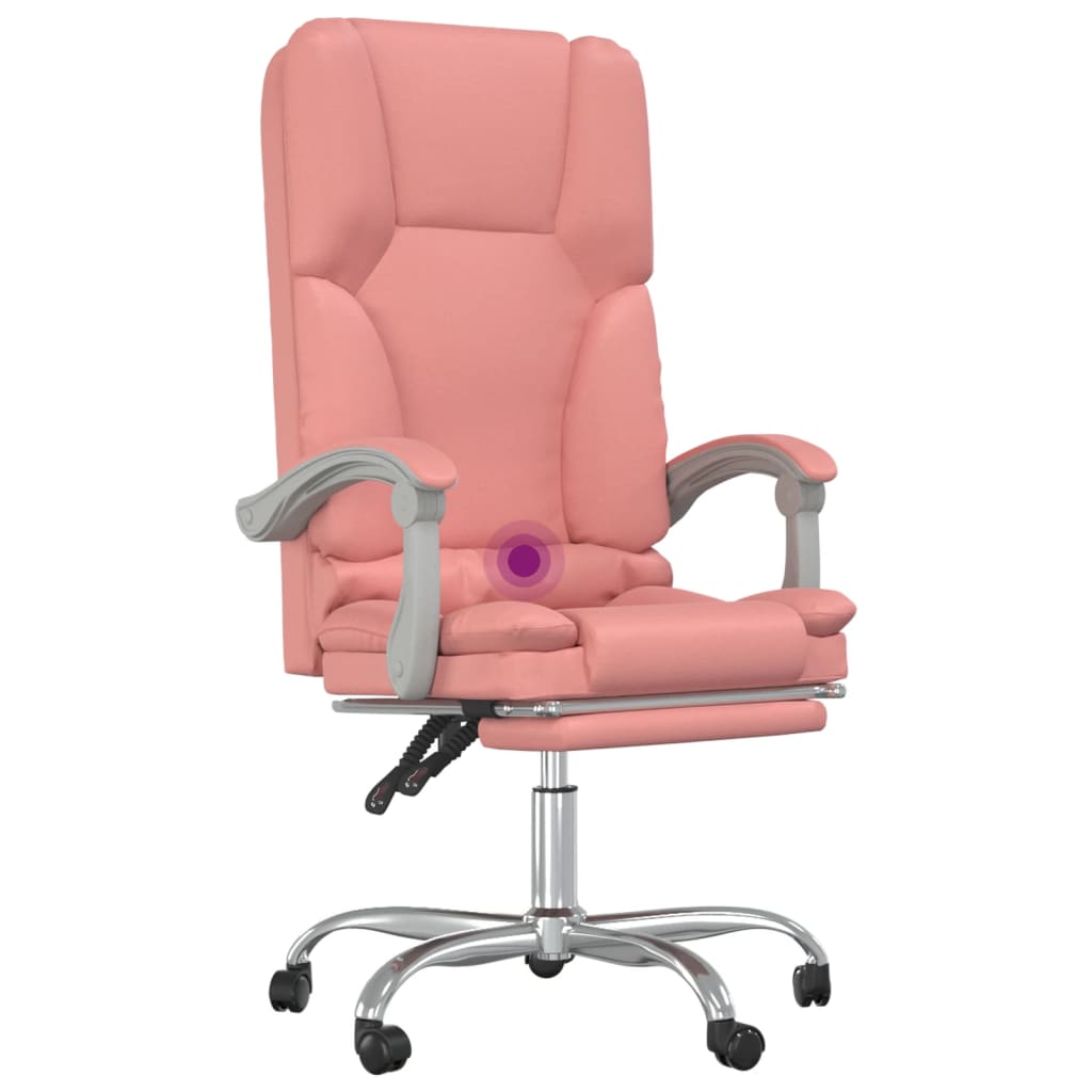 Sklápacie masážne kancelárske kreslo ružové umelá koža