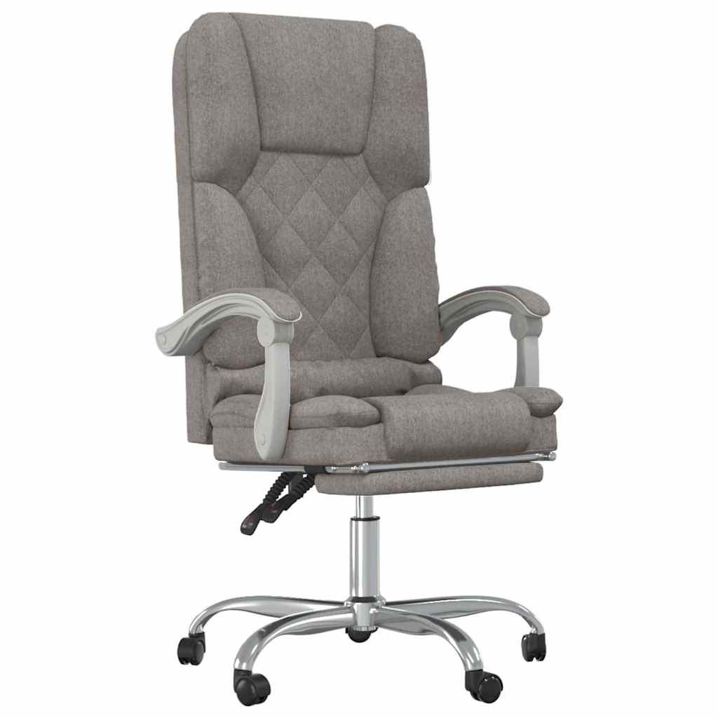 vidaXL Masážní polohovací kancelářské křeslo taupe textil