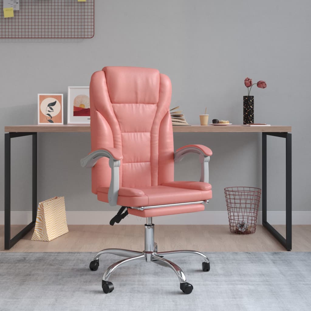 Polohovací kancelářská židle růžová umělá kůže