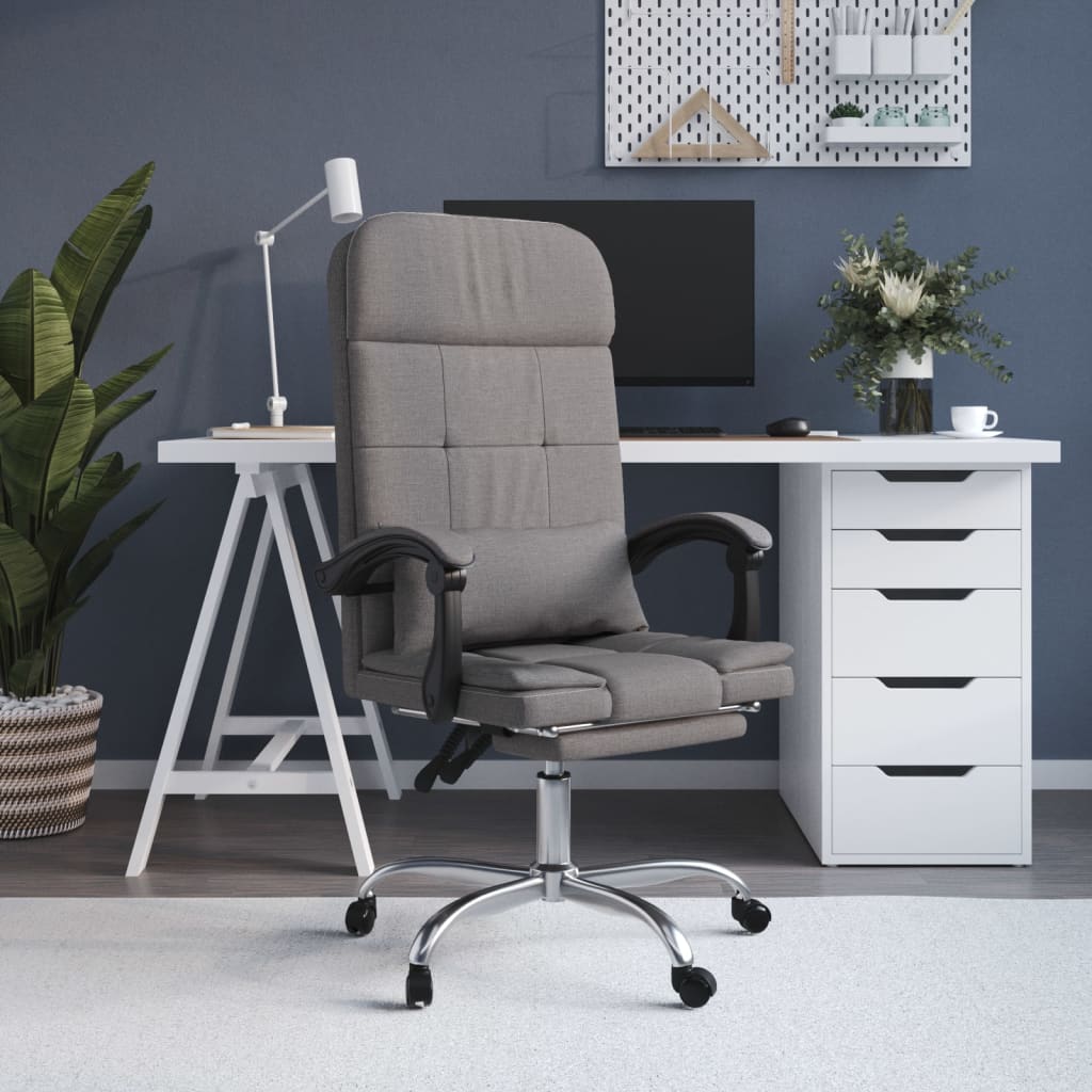 Fauteuil de massage inclinable de bureau Taupe Tissu