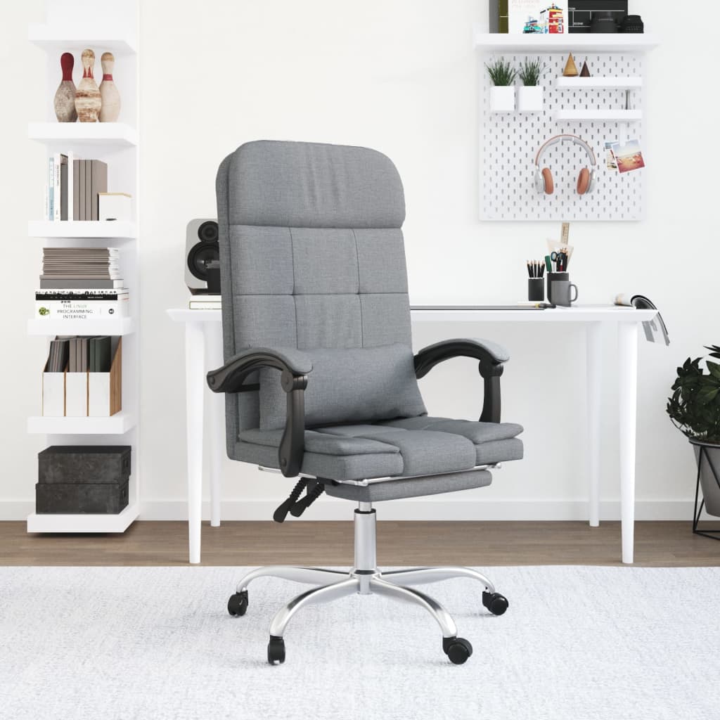 vidaXL Fauteuil de massage inclinable de bureau Gris clair Tissu