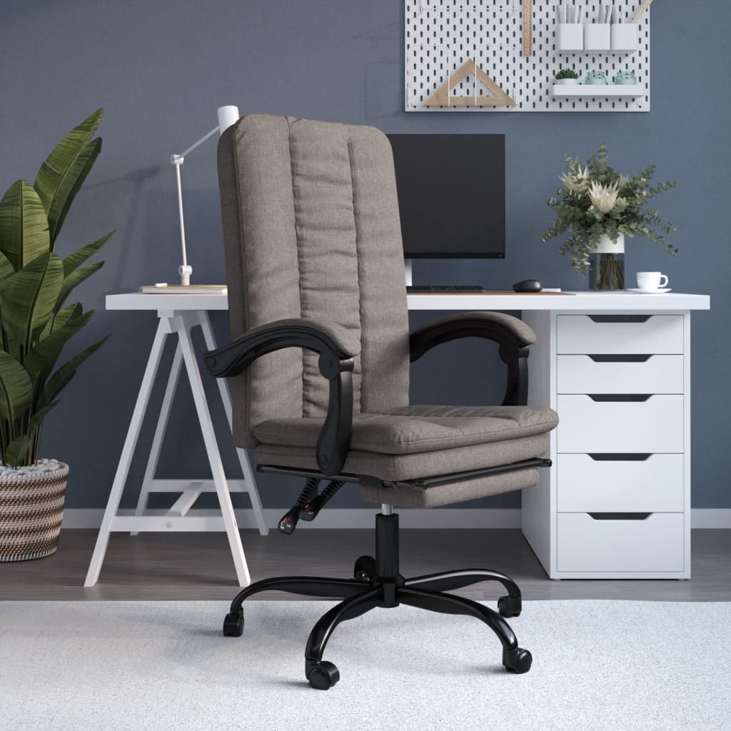 vidaXL kontorstol med lænefunktion stof gråbrun