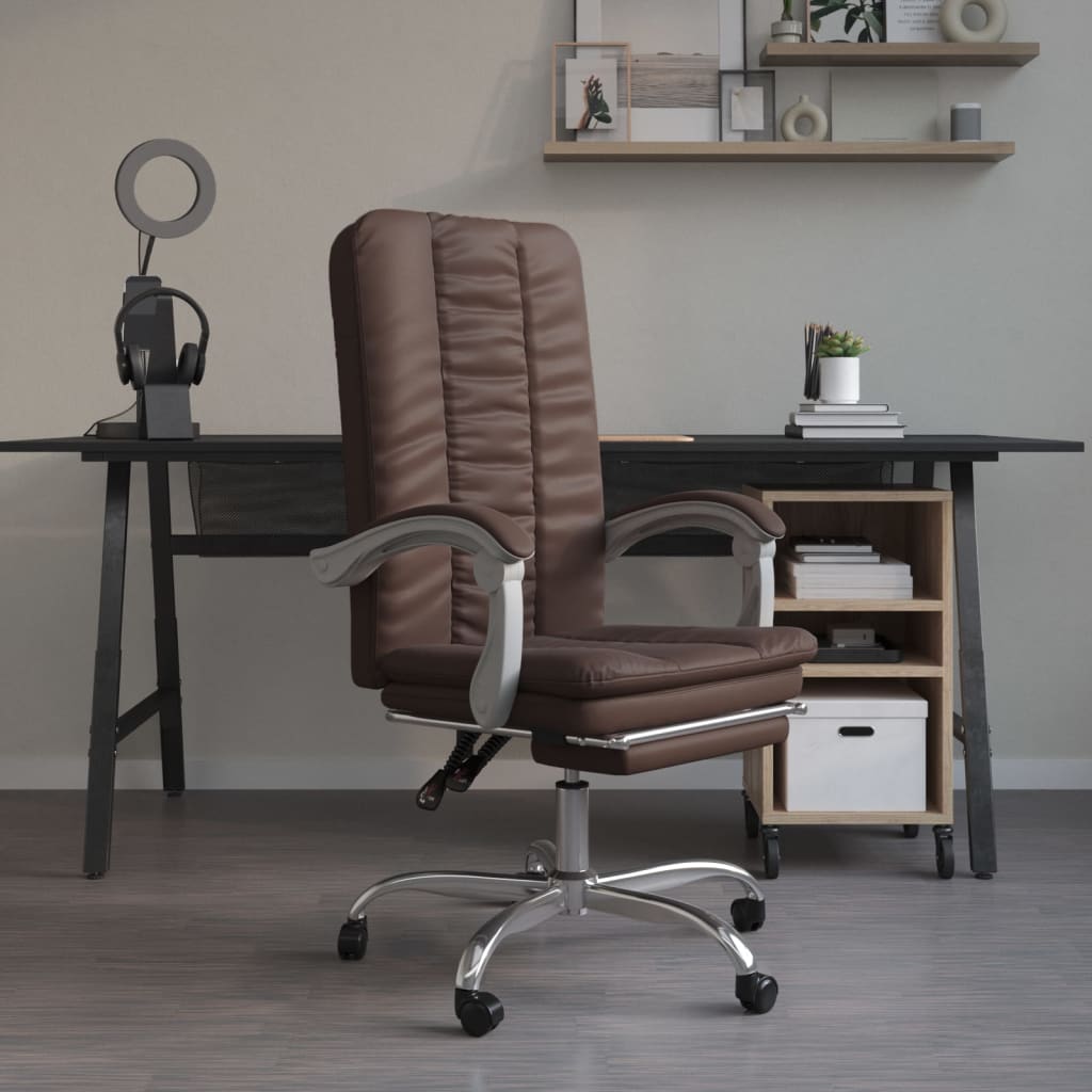 vidaXL Fauteuil inclinable de bureau Marron Similicuir