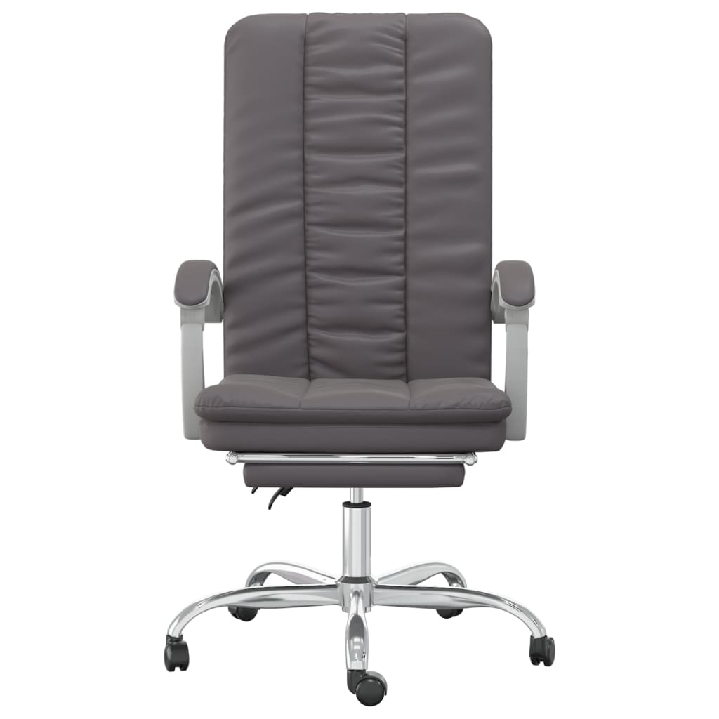 vidaXL Silla de oficina reclinable cuero sintético gris