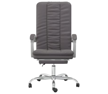 vidaXL Silla de oficina reclinable cuero sintético gris