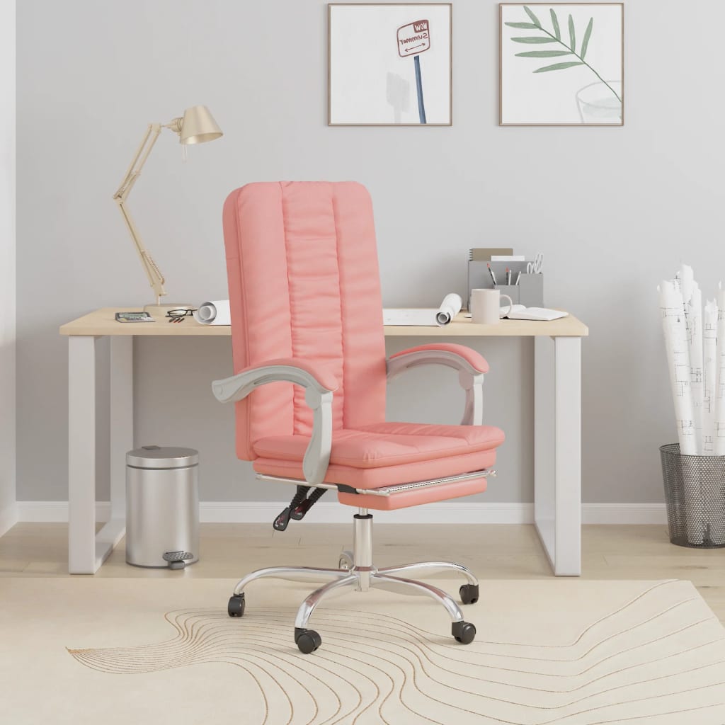 vidaXL Cadeira de escritório reclinável couro artificial rosa