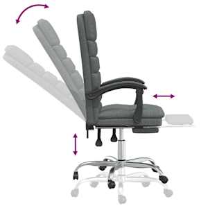 Masážní polohovací kancelářské křeslo tmavě šedé textil - obrázek 8