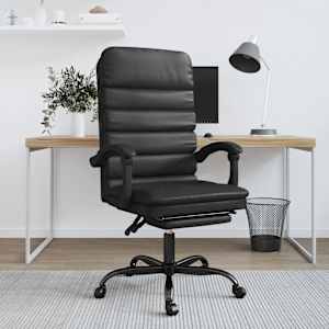 Masažni pisarniški stol črno umetno usnje