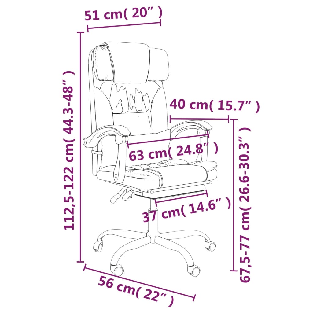 imagem de vidaXL Cadeira de escritório reclinável couro artificial cinzento11