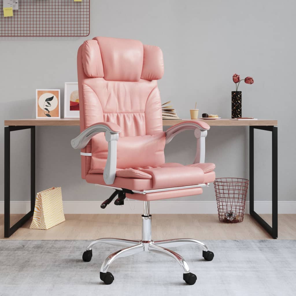 Polohovací kancelářská židle růžová umělá kůže
