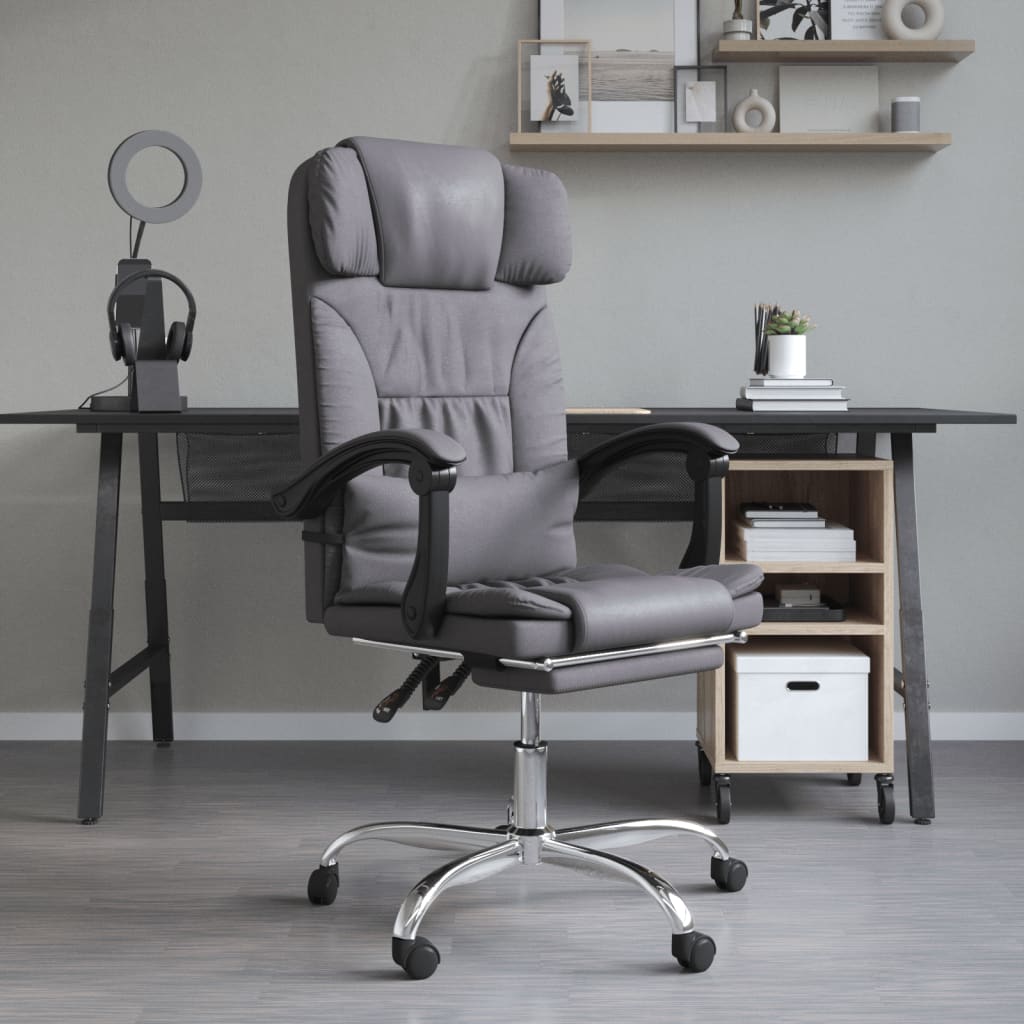 vidaXL Cadeira massagens escritório reclinável couro artificial cinza
