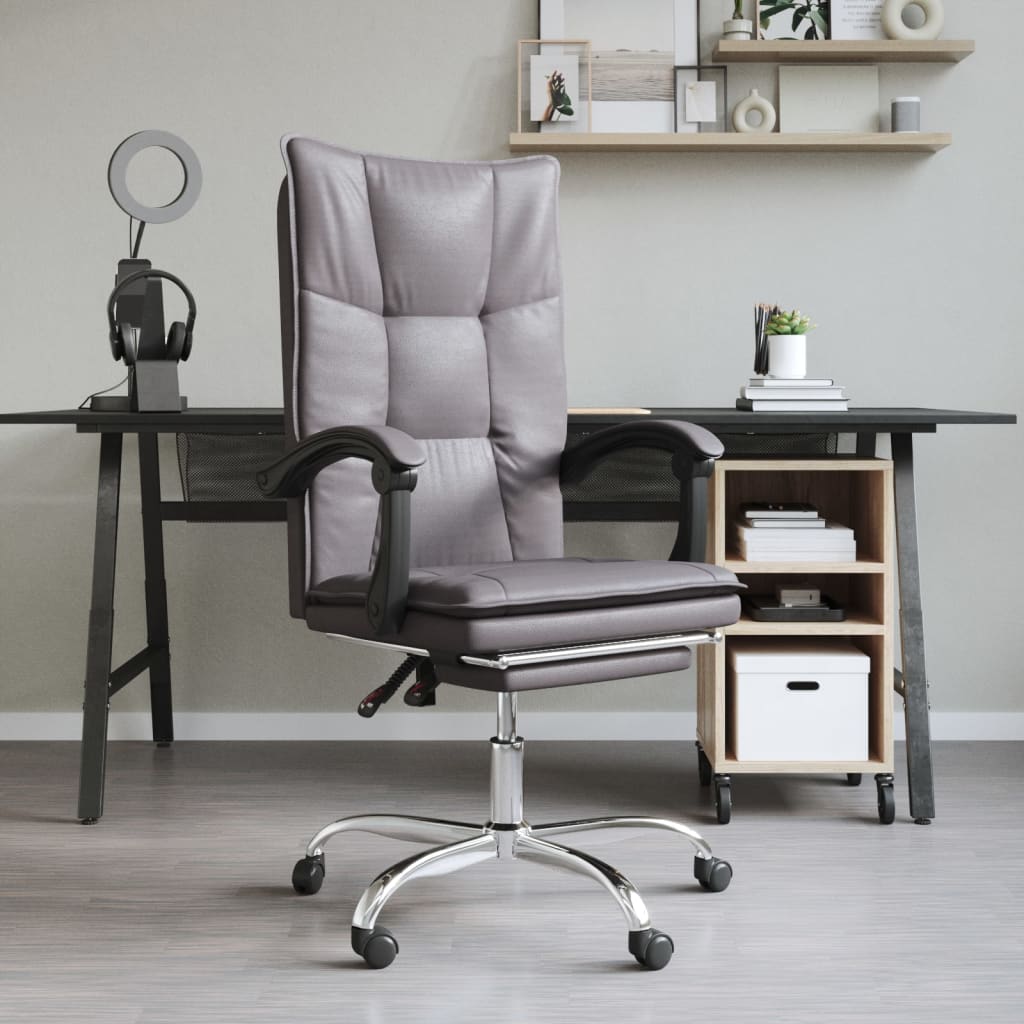 Bürostuhl mit Liegefunktion Grau Kunstleder kaufen