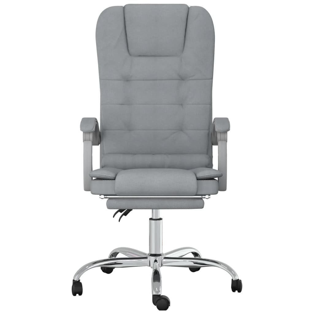 Massage Reclining Office Chair Light Grey Fabric - Image 3