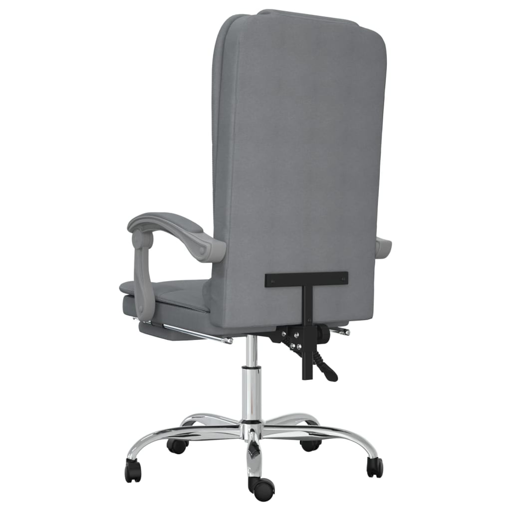 Massage Reclining Office Chair Light Grey Fabric - Image 5