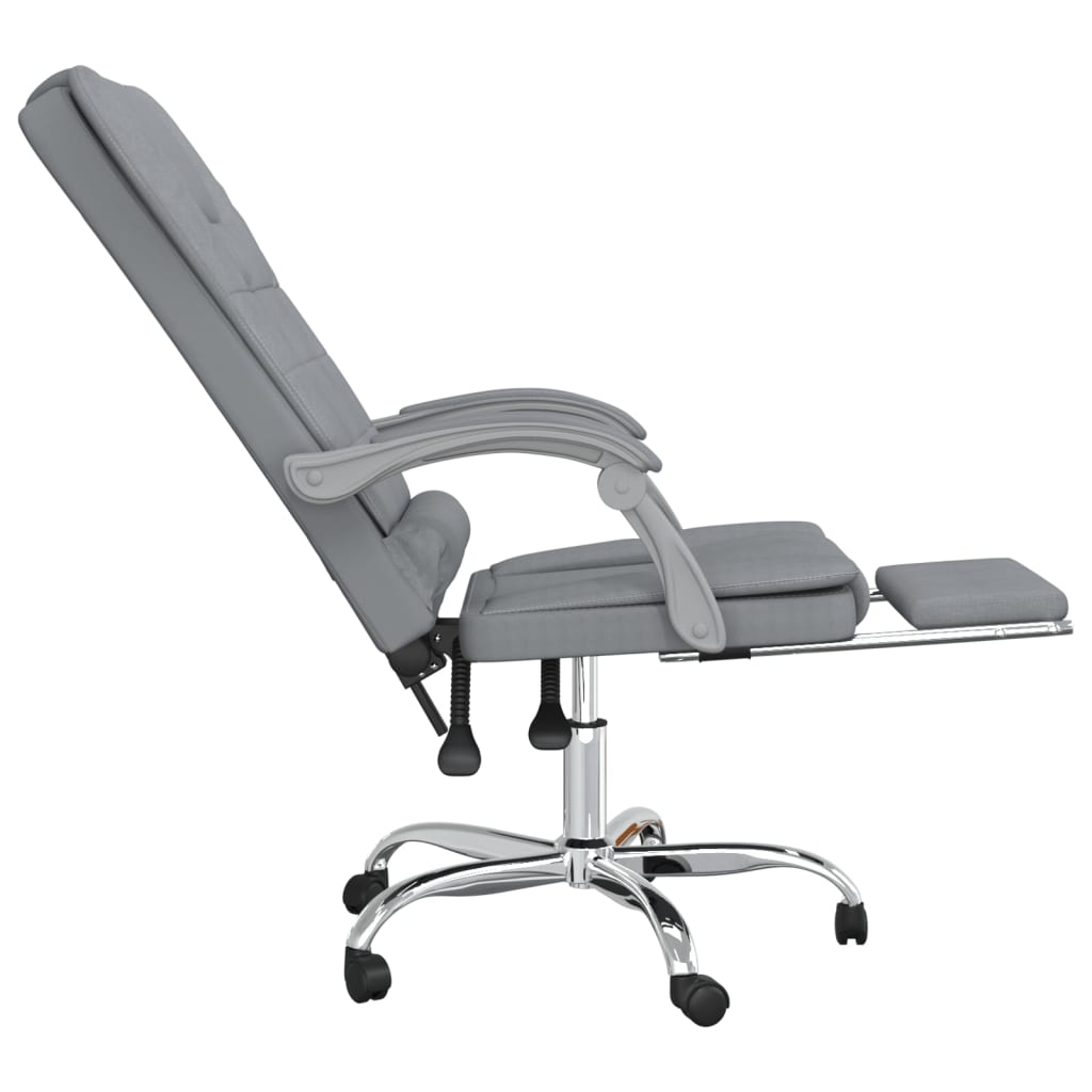 Massage Reclining Office Chair Light Grey Fabric - Image 7