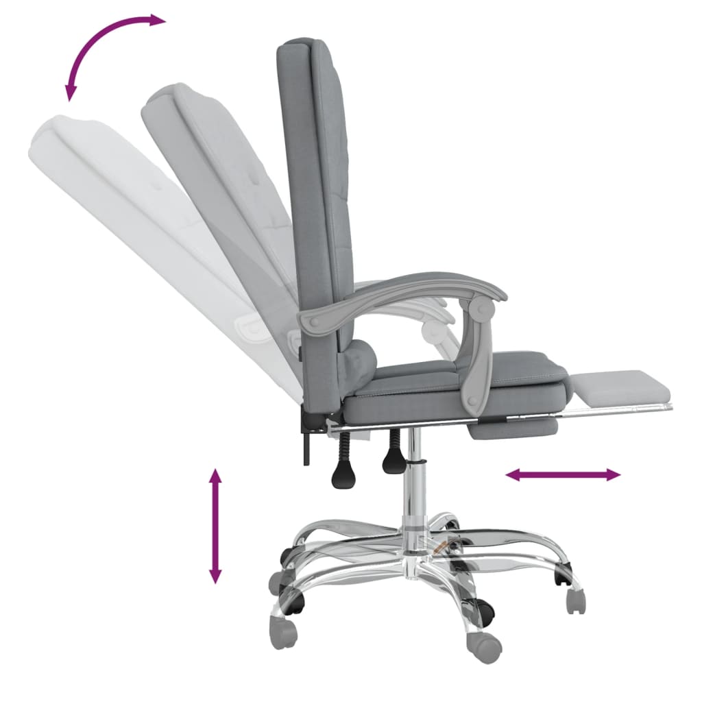 Massage Reclining Office Chair Light Grey Fabric - Image 8