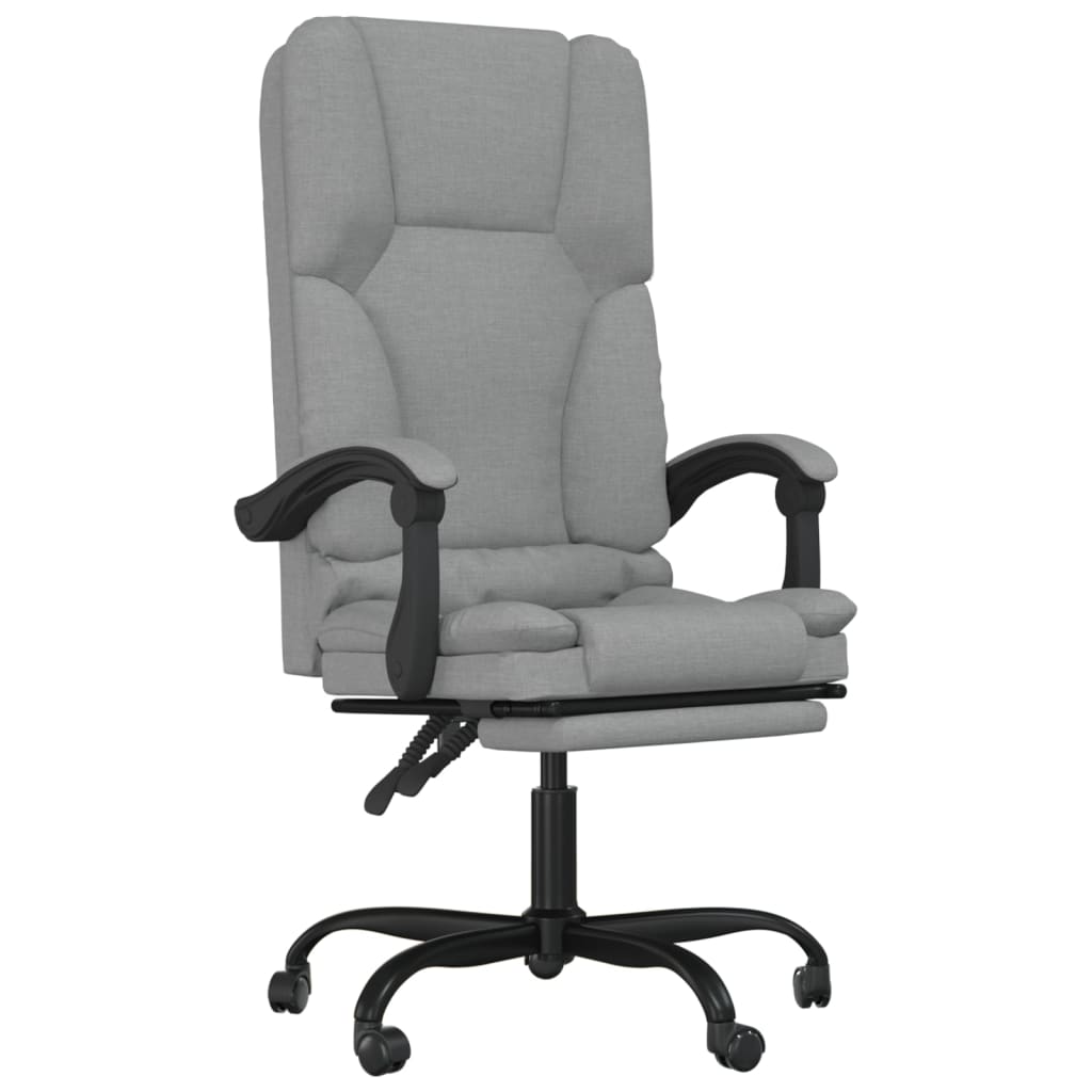 Massage Reclining Office Chair Light Grey Fabric - Image 2