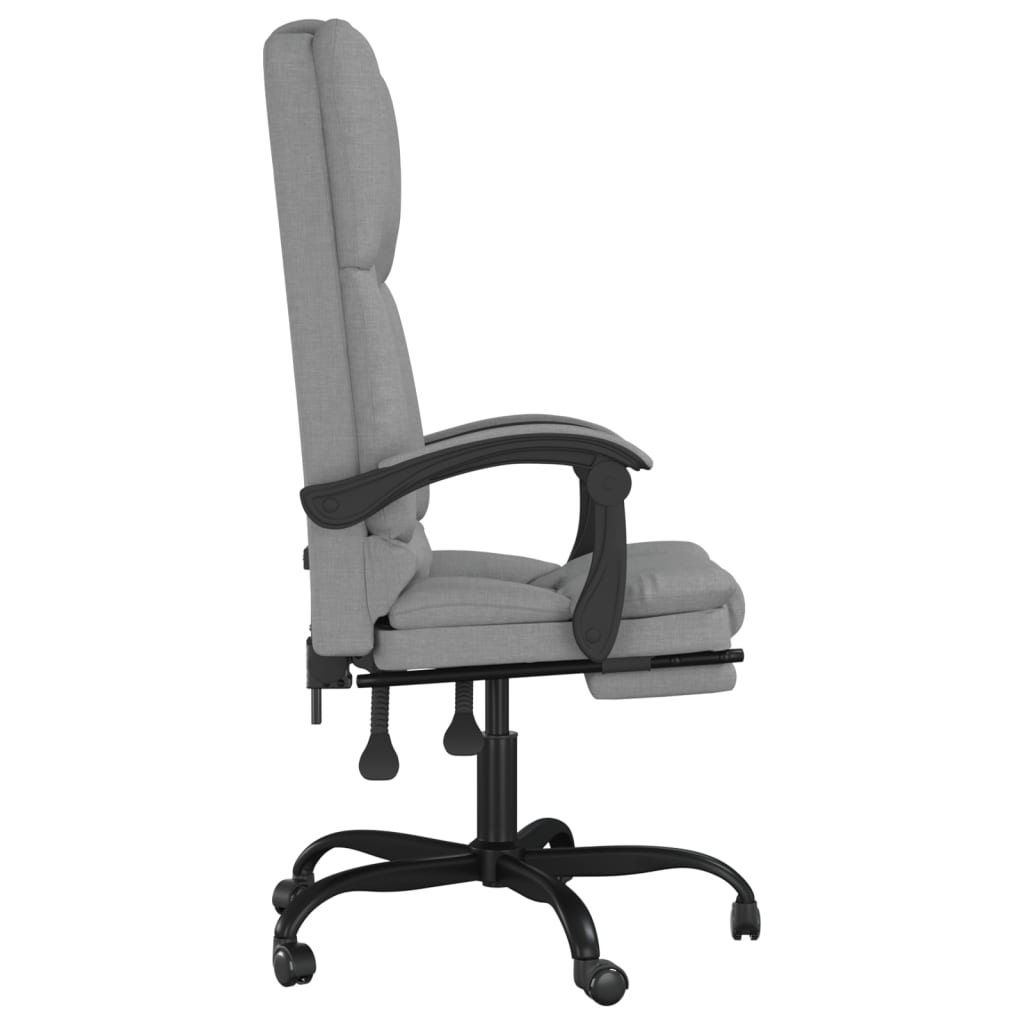 Massage Reclining Office Chair Light Grey Fabric - Image 4