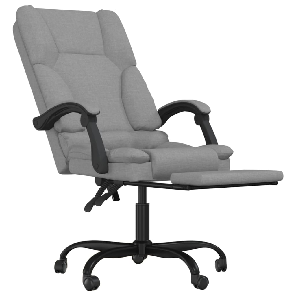 Massage Reclining Office Chair Light Grey Fabric - Image 6