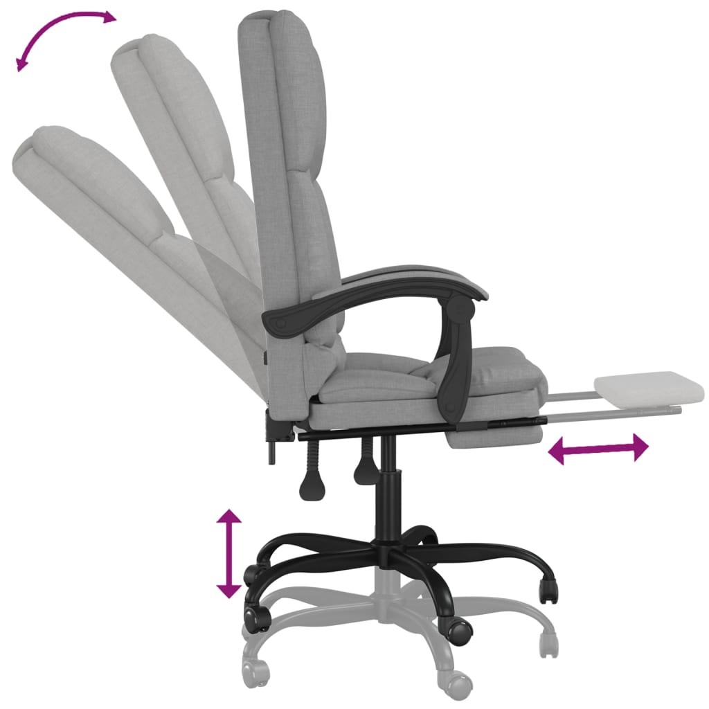 Massage Reclining Office Chair Light Grey Fabric - Image 7