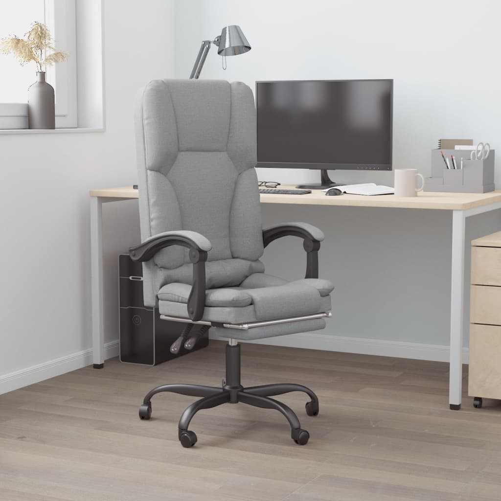 Massage Reclining Office Chair Light Grey Fabric