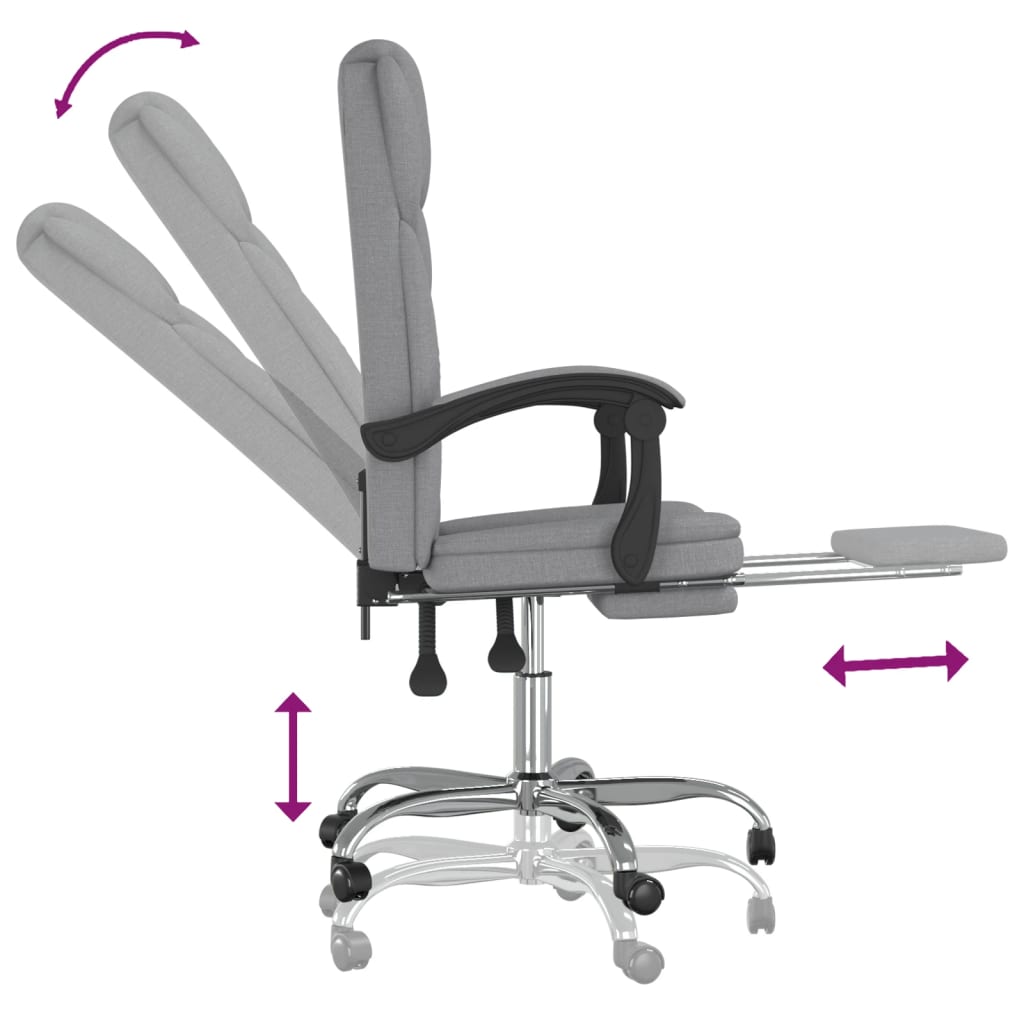 Reclining Office Chair Light Grey Fabric - Image 6