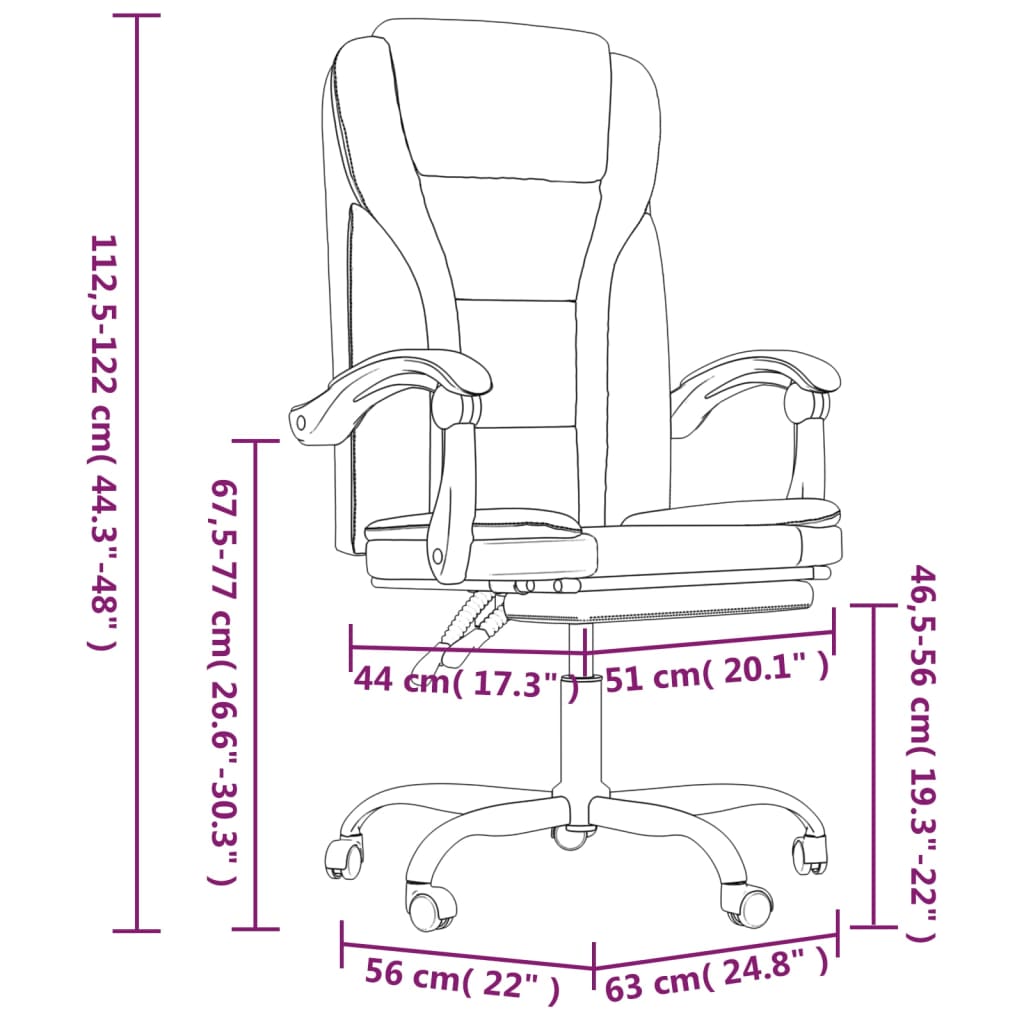 Reclining Office Chair Light Grey Fabric - Image 11