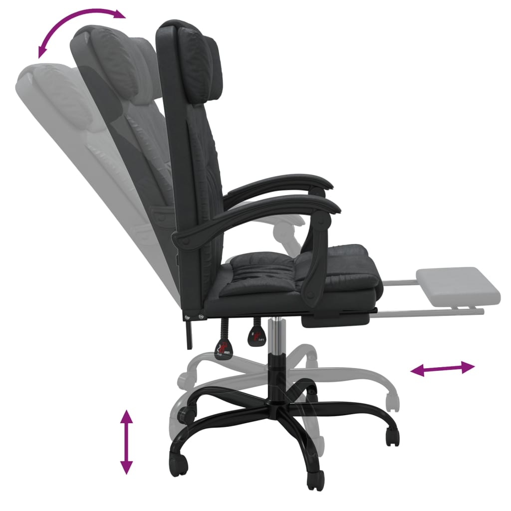 Reclining Office Chair Black Faux Leather - Image 8