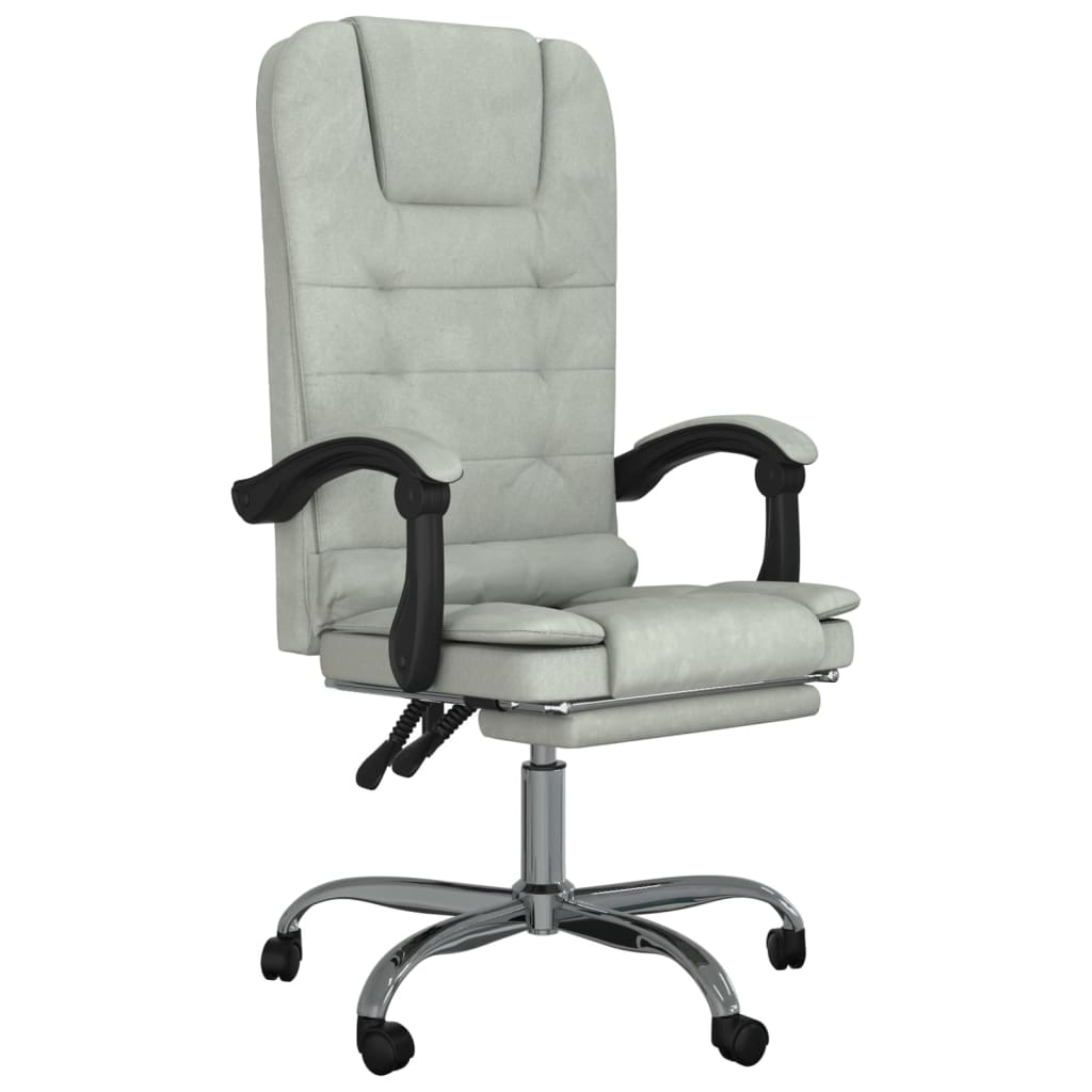 Photos - Computer Chair VidaXL Massage Reclining Office Chair Light Gray Velvet 