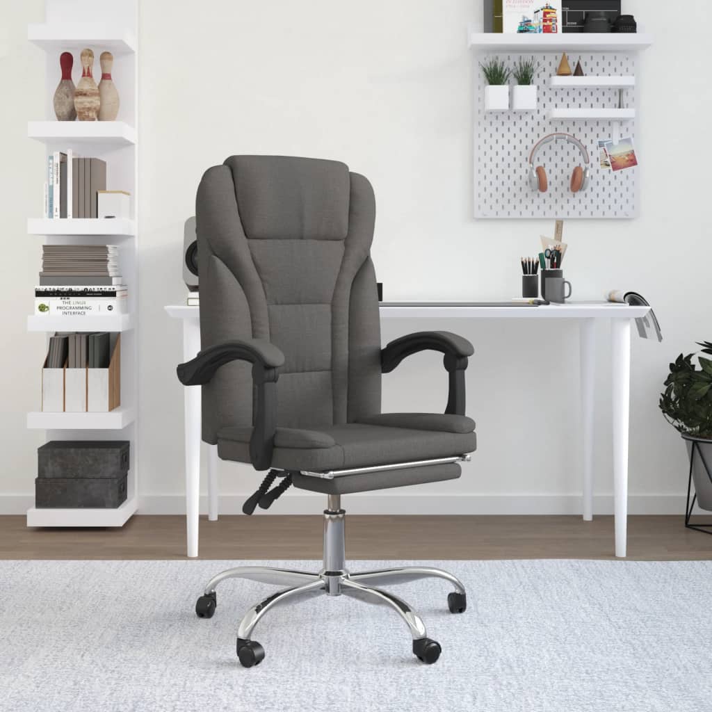 vidaXL Reclining Office Chair Dark Gray Fabric | vidaXL.com