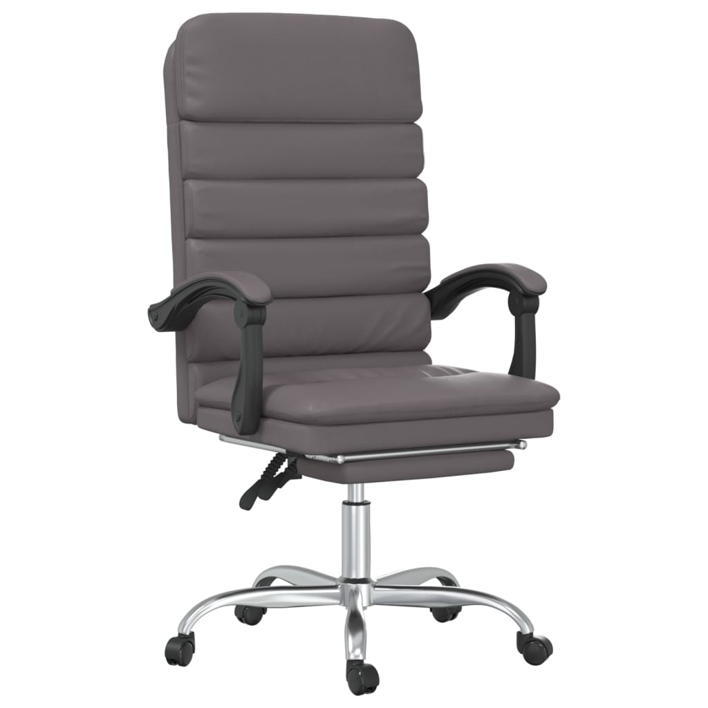 VidaXL Fauteuil De Massage Inclinable De Bureau Gris Similicuir