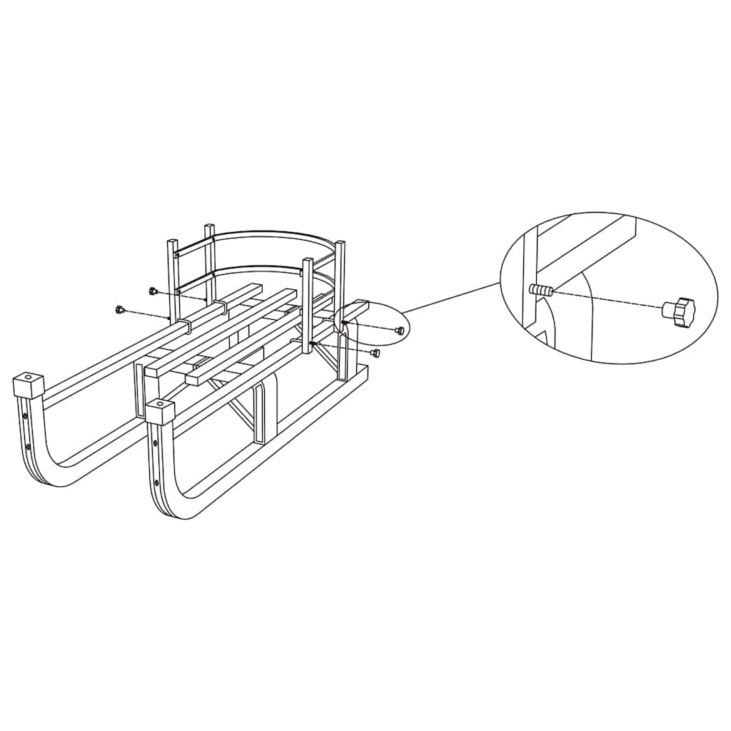 Backrest for Snow Sledge Removable Backrest for Toboggan Wooden Sledge vidaXL - Picture 14 of 14