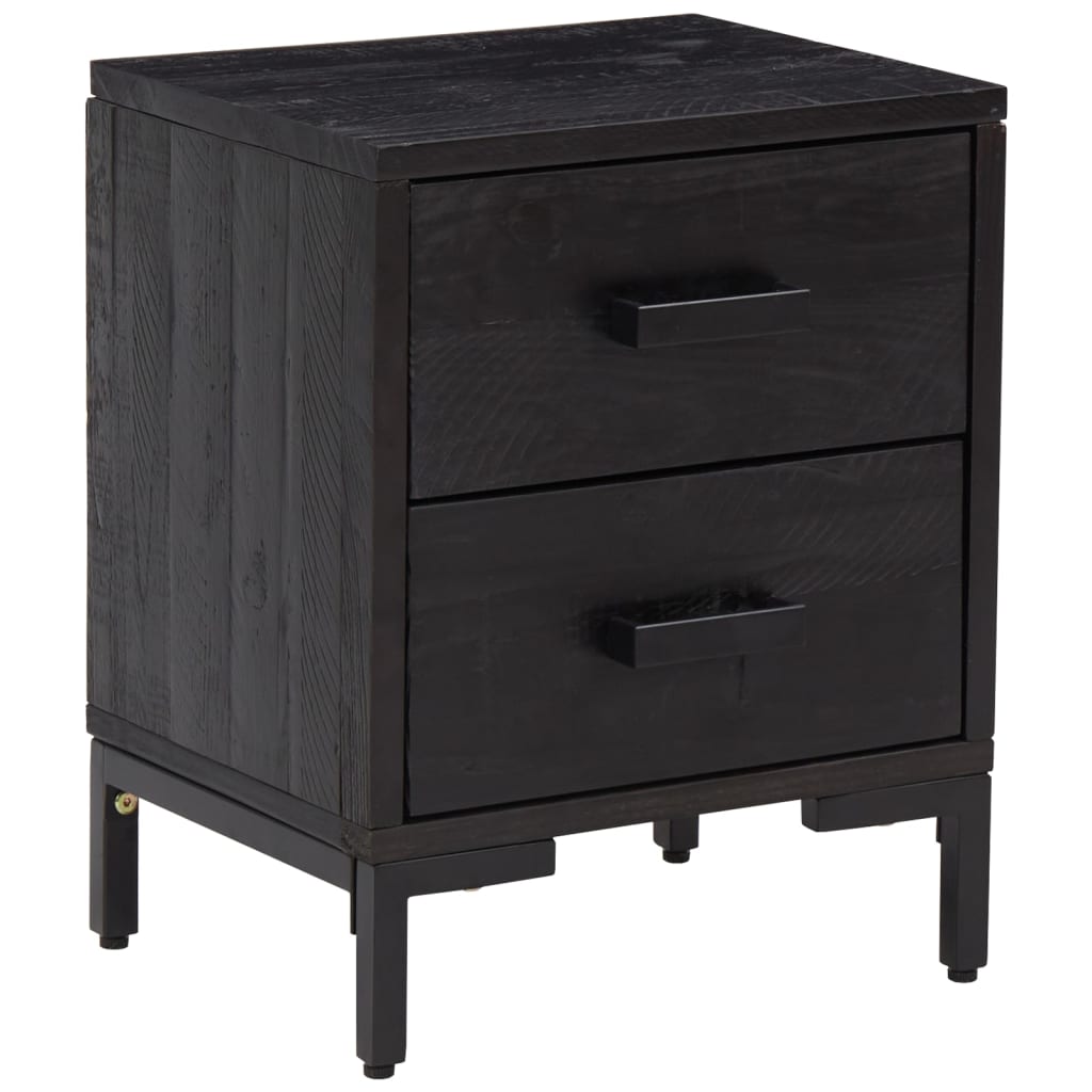 vidaXL Bedside Cabinet Black 14.2"x11.8"x17.7" Solid Wood Pine