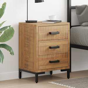 Nočna omarica rjava 40x30x55 cm trdna reciklirana borovina