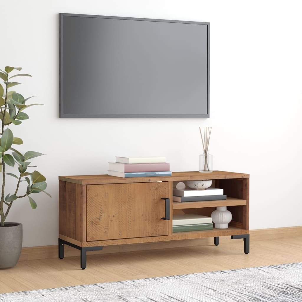 vidaXL Comodă TV, maro, 90x30x40 cm, lemn de pin masiv reciclat