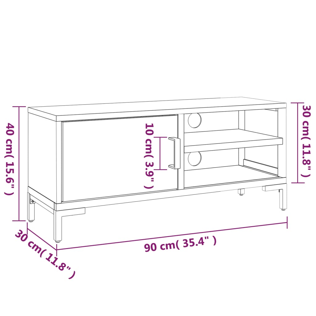 TV ormarić crni 90 x 30 x 40 cm od masivne borovine